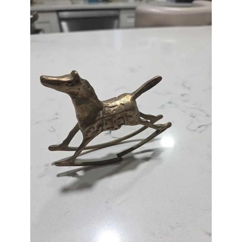 Vintage Brass Rocking Horse Figurines Set of 2